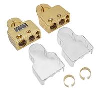QANYEGN Kit de connecteurs de borne de Batterie de Voiture, borne de Batterie de Voiture avec écran de voltmètre numérique, connecteur de borne pour Le Bateau Marin Automobile (A (Golden))