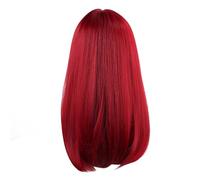 QANYEGN Longue perruque rouge foncé droite, Fiber à haute température Fausses cheveux, femmes longues avec une frange plate pour les coiffeurs, les esthéticiennes