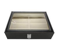 QANYEGN Rangement De Lunettes De Soleil à 8 Grilles, Bote De Rangement De Lunettes Noires En Cuir PU Adaptée Au Transport De Voyage