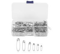 QANYEGN Safety Pins Assorted, Small Stainless Silver Pins, Safety Pins with 6 Different Sizes for Clothes Office Sewing Craft and Arts Pinning