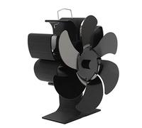 QANYEGN Stove Fan, 6 Blades Fireplace Fan, Greater Air Volume Low Noise Fireplace Fan for Wood Burning Stove, Pellet, Log Burner (Black L(350ml))