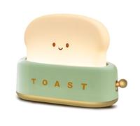 QANYI Lampe grille-pain de bureau, rechargeable petite lampe avec visage souriant pain mignon forme de chambre décoration lumière de nuit pour chambre à coucher, chevet, salon, salle à manger,