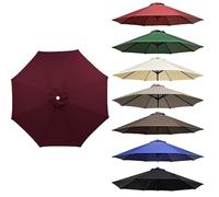 QAONEAY Umbrella Cloth Portable Replacement Cover, 6 Rib 8 Parasol Covers for Pool, Waterproof Patio Top Canopy Cloth(Black,300cm/10ft 6Ribs)(Dark Green,200cm/6.5ft 6Ribs)