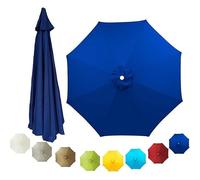QAONEAY Umbrella Cloth Replacement Top Cover, Patio Canopy, 6.5ft 9ft 10ft for Market Top(Red,270cm/9ft 8Ribs)(Sky Blue,300cm/10ft 6Ribs)