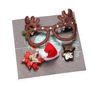 Qaonsciug Accessoires pour cheveux de Noël avec lunettes de Père Noël, festival, fête, épingle à cheveux, pince à cheveux, pince à cheveux, cosplay, coiffe, coffret cadeau, accessoires de Noël, cadre