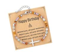 Qaonsciug Bracelet spirituel avec message significatif, excellent cadeau spirituel pour les anniversaires, les vacances, les baptêmes, les confirmations, crucifix élégant pour maman, fille, sœur