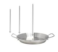 Qaonsciug Brochettes verticales en acier inoxydable avec 3 pointes rondes pour une répartition homogène de la chaleur - Accessoires avec poêle à égoutter - Ensemble de brochettes multifonctions pour