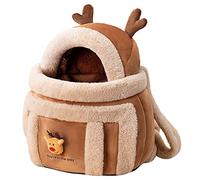 Qaonsciug Cage de transport pour chien - Sac de voyage chaud pour l'hiver - Sac à dos portable - Sac à bandoulière - Sac de transport en peluche avec ouverture sur le dessus