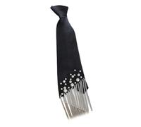 Qaonsciug Cravate noire en soie avec franges et fausses perles pour décoration de mariage, de bureau, pour homme et femme