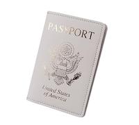 Qaonsciug Étui multifonction en polyuréthane pour cartes d'identité, cartes de crédit, billets, documents, passeport, couverture de passeport, gris