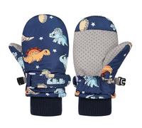 Qaonsciug Gants De Ski pour Mitaines Anti-éclaboussures Imprimé Dinosaure De Dessin Animé Patinage sur Glace Coupe-Vent Hiver Neige