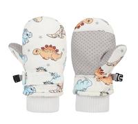 Qaonsciug Gants De Ski pour Mitaines Anti-éclaboussures Imprimé Dinosaure De Dessin Animé Patinage sur Glace Coupe-Vent Hiver Neige