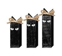 Qaonsciug Lot de 3 centres de table en bois bucolique pour Halloween, décorations de table pour maisons de vacances, décoration de fête, panneaux en bois