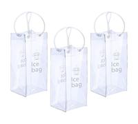Qaonsciug Lot de 3 sacs à vin glacés en PVC transparent, étanches, réutilisables, avec poignée pour champagne, bière, boissons, refroidisseurs de vin portables pour bouteille