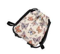 Qaonsciug Sac à bandoulière grande capacité avec broderie florale chinoise en toile renforcée avec cordon de serrage sécurisé imprimé tendance, blanc, One Size