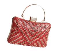 Qaonsciug Sac à bandoulière léger décoré de strass scintillants avec intérieur spacieux pour dîners, célébrations, sac à main en nylon léger, Rouge, One Size