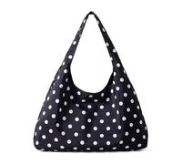 Qaonsciug Sac à main tendance en toile à pois pour femme avec grand espace de rangement sous les aisselles pour les trajets quotidiens ou les voyages au bureau, sac de courses léger et polyvalent