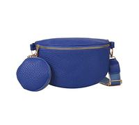 Qaonsciug Sac banane en cuir synthétique pour pièces de monnaie, grand sac de ceinture pour femme, sac à bandoulière coréen, bleu