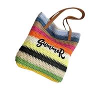 Qaonsciug Sac de plage de grande capacité avec motif arc-en-ciel tissé accrocheur, sac à bandoulière de vacances sac à main pour activités de plein air, sac à main tissé pour femme, a, One Size