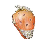 Qaonsciug Strawberry Jewelry Box Alloy Multi-Compartment with Hinged Lid Portable Trinket Case for Vanity Display Strawberry Jewelry Box