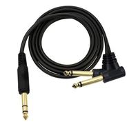 Qaoquda Câble audio répartiteur en Y plaqué or 6,35 mm mâle TRS vers double 2 x 6,35 mm mâles TS mono coudé à 90 degrés (1,8 m)