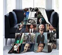 QapLWczK Collage Keanu Reeves - Couverture polaire en flanelle, légère et ultra douce, couverture en peluche anti-boulochage pour canapé, lit, canapé, décoration de literie, 203,2 x 152,4 cm