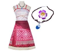 QAQ-COSPLAY Costume de princesse île tropicale pour femme, robe d'aventure hawaïenne avec collier pour Halloween, cosplay