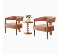QAQCDAHJI Canapé Simple de Salon en rotin Fait à la Main, Chaise de Loisirs de café de Restaurant de Cadre en Bois Massif Chaise de Style campagnard d'hôtel de séjour chez l'habitant(Pink Set)