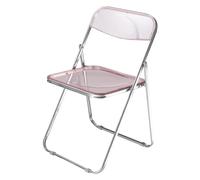 QAQCDAHJI Chaise Pliante en Acrylique, Structure chromée électroplaquée, légère, Portable et empilable, idéale for Les Repas en intérieur et en extérieur, Les événements et Les fêtes - Gris(Pink)