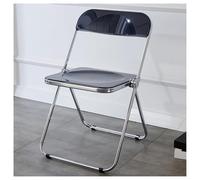 QAQCDAHJI Lot de 4 chaises pliantes en acrylique, structure chromée galvanisée, légères, portables et empilables pour repas en intérieur et extérieur, événements et fêtes - ambre (noir)