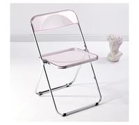 QAQCDAHJI Lot de 4 chaises pliantes en acrylique, structure chromée galvanisée, légères, portables et empilables pour repas en intérieur et extérieur, événements et fêtes - ambre (rose)
