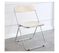 QAQCDAHJI Lot de 4 chaises pliantes en acrylique - Structure chromée - Légères, portables et empilables - Pour l'intérieur et l'extérieur, les événements et les fêtes - Ambre (blanc)