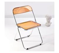 QAQCDAHJI Lot de 4 chaises pliantes en acrylique - Structure chromée - Légères, portables et empilables - Pour l'intérieur et l'extérieur, les événements et les fêtes - Ambre (Tawny)