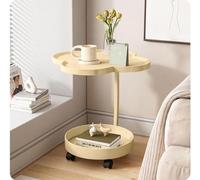 QAQCDAHJI Table d'appoint en Forme de C for canapé, idéale for Les Petits espaces, Table d'appoint Mobile for Salon, Table Basse/Table TV (Blanche)(Beige)