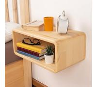 QAQCDAHJI Table de Chevet Flottante en Bois, Cadre de Table de Chevet, Fait Main, Fixation Murale, Style Simple (Blanc)(Natural)