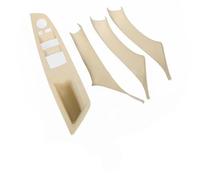 QAQMHVCVB Pour Série 5 F10 F11 F18 2011-2017 LHD Poignée Intérieure Voiture Panneau Porte Intérieure Tirer Revêtement D'habillage Autocollants D'accoudoir (4pcs set Cream White)