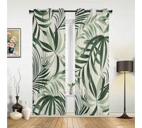 GSDFSD Rideau Occultant Vert Plantes Feuilles Frais 3D Imprimé Occultants Polyester Rideaux Occultants pour Salon Design Moderne Rideaux De Cuisine De Porte Fenêtre À Oeillets 140x245cm 2 Pièces