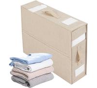 QARIDO Organiseur de draps de lit pliable, boîte de rangement pour housse de couette avec fenêtre transparente et poignées - Organiseur de draps pour placard à linge (Beige)
