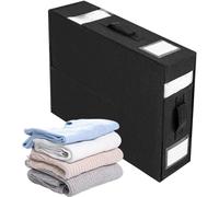 QARIDO Organiseur de draps de lit pliable, boîte de rangement pour housse de couette avec fenêtre transparente et poignées - Organiseur de draps pour placard à linge (Noir)