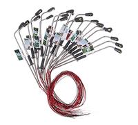 Qarmijaer 20 PièCes Mini ModèLe de Train de Fer Lampadaire Lampadaire LED Blanc Chaud Ho éChelle 1:100 Jardin Paysage LumièRe