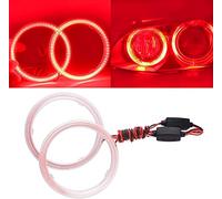 Qasim 1-Paire 100MM Angel Eyes COB LED Anneaux Halo Moto Voiture SUV Phare Lampe d'avertissement avec Couvercle Abat-Jour Rouge 12V 24V
