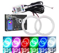 Qasim 1 paire 100MM Angel Eyes RGB LED COB Anneau de Halo Yeux d'ange Universel pour DRL Phare de Voiture de Moto Lampe d'Avertissement Avec Couverture Contrôle Bluetooth Mobile APP 12V