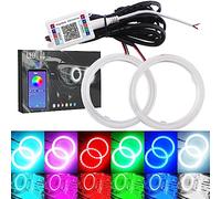 Qasim 1 paire 110MM RGB LED COB Anneau de Halo Yeux d'ange Universel pour DRL Phare de Voiture de Moto Lampe d'Avertissement Avec Couverture Contrôle Bluetooth Mobile APP 12V DC