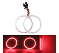 Qasim 1-Paire 120MM Angel Eyes COB LED Anneaux Halo Voiture Lampe d'avertissement de Phare avec Couvercle d'abat-Jour Rouge 12V 24V