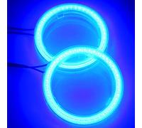 Qasim 1-Paire 60MM Angel Eyes Bleu Halo Anneau COB LED Moto Phare Antibrouillard avec Couvercle 12V 24V