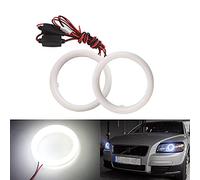 Qasim 1 paire 70MM Angel Eyes Halo Anneaux Blanc LED COB avec Coque En Plastique De Coton pour Moto Voiture Phare DRL Feux Diurnes 42SMD DC9-30V