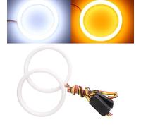 Qasim 1 paire LED Angel Eyes 100MM Halo Rings Blanc/Ambre Switchback 4014 SMD Yeux d'Ange pour Feux Diurnes DRL Phare de Voiture de Moto DC12V