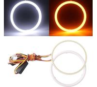 Qasim 1 paire LED Angel Eyes 120MM Halo Rings Blanc/Ambre Switchback 4014 144SMD Yeux d'Ange pour Feux Diurnes DRL Phare de Voiture de Moto DC12V