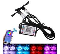 Qasim 1 Set 5050 LED voiture diable yeux lumière APP contrôleur Bluetooth démon yeux multicolore 12V pour HID xénon projecteur lentille phare 2.8 pouces