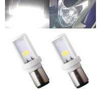 Qasim 2-Pack BA20D LED Ampoule de Phare de Moto Blanc H6 Feux de Croisement Phare de Moto 12W en céramique 900LM puces COB